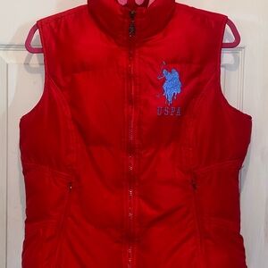 U.S. Polo Assn. Red & Blue Quilted Vest with the big horse logo
